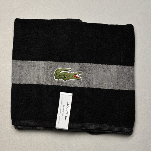 Lacoste bath towel black gray - towel,